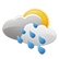 Céu nublado com chuva fraca